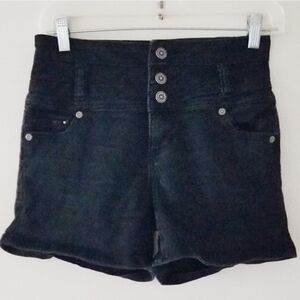 First Kiss black denim high waist shorts